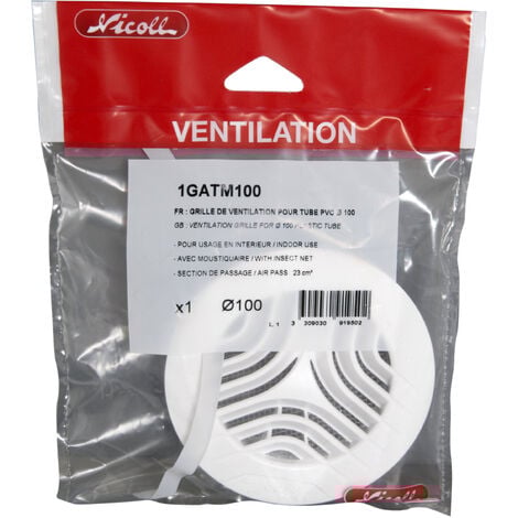 NICOLL Grille intérieure pour tubes, tuyaux et gaines Ø160 avec moustiquaire