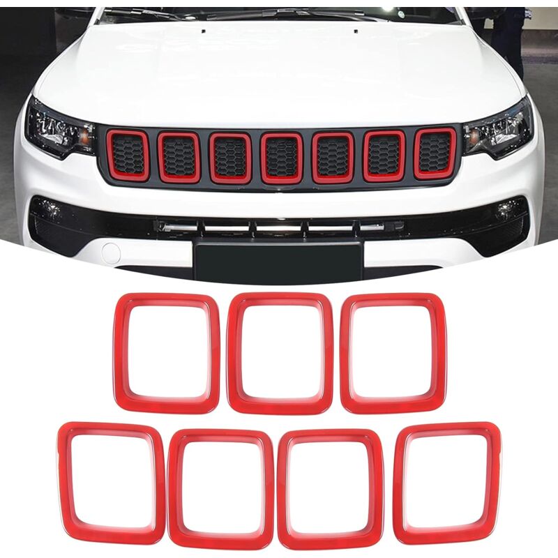Linghhang - Grille rouge en abs pour Jeep Compass mp 2017-2020