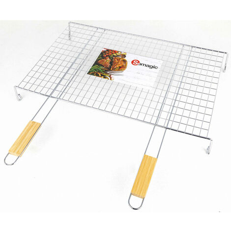 Grille simple sur pieds 60x40 cm – Acier chromé – Mailles étroites pour cuisson escargots – Nettoyage facile avec vinaigre – Somagic