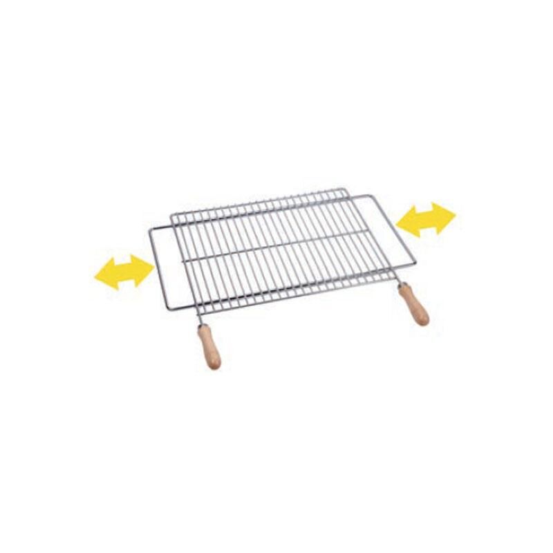 Grille télescopique 50x40cm 346510 Sauvic 02758 Grille de Barbecue Inoxydable avec Manches Bois