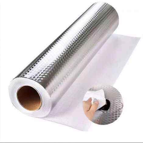 Grille tridimensionnelle-1 rouleau de papier d'aluminium auto-adhésif 40cm  5M feuille d'aluminium cuisine autocollant mural anti-moisissure étanche à l'huile cuisine feuille d'aluminium autocollant a