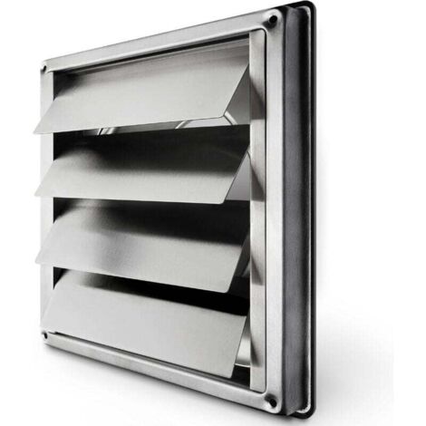 Grille Ventilation 150 mm Grille Inox Anti-retour à Lamelles Mobiles Fermeture Automatique Grille de Hotte Résistant aux Intempéries/Mesure carrée 184x184mm / Aeration Inox