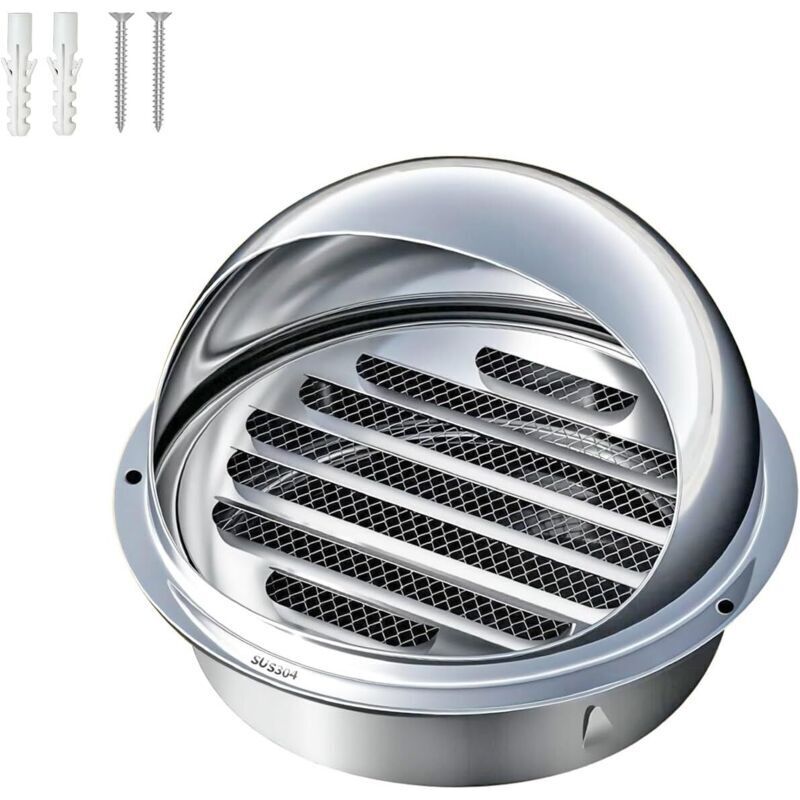 Grille ventilation inox ronde 160mm – Grille aération hotte résistante, design sphérique durable