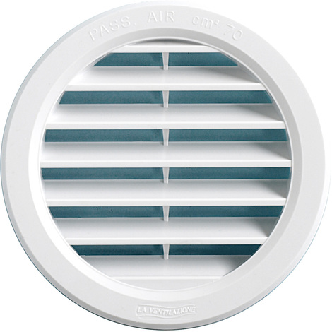 Grille ventilation ronde à encastrer plastique blanc - Ext Ø132mm - Tube 110mm