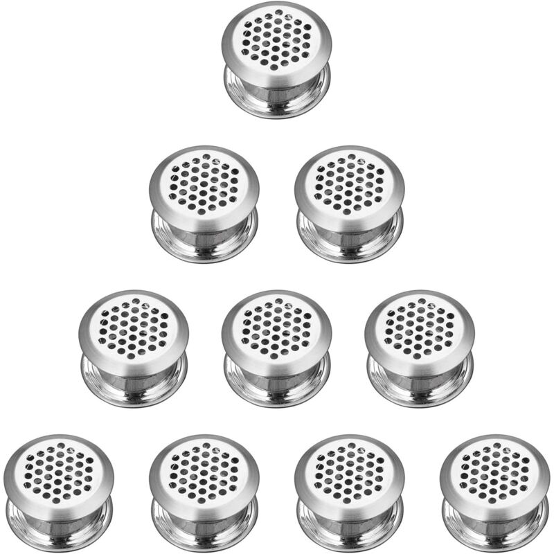 Grille Ventilation Ronde Acier Inoxydable 10 Pièces pour Armoire Placard D'évacuation Ventilation Cuisine Meubles Argentée Gardez l'air Frais à