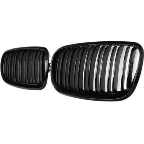 Grille X5 X6, Calandre Double Ligne de Rein Avant pour 2007-2013-BMW X5 E70 X6 E71 (Calandre ABS Noir Brillant, Ensemble de 2
