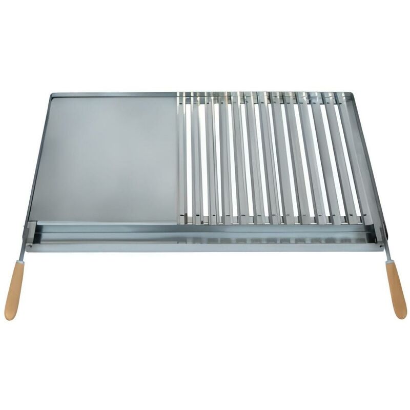 Visiodirect - Grille/Planche avec récupérateur de graisse en Inox coloris Gris - 78 x 43 cm