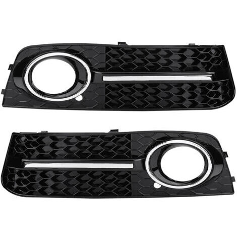 Grilles de feux antibrouillard chromées brillantes (paire) - Grilles avant de voiture - Conception spéciale - Installation facile pour remplacer les grilles usées - Audi A4