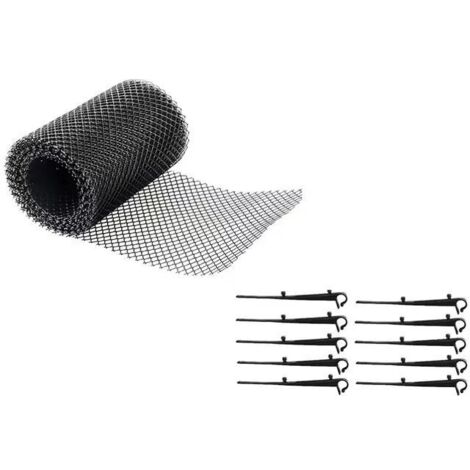 Grilles de Protection de Gouttière durable en PP,Protège Toiture et Protection contre Feuille+PLUS 10 Crochets de fixation+16cm de largeur+6m de longeur,Grillages de protection pour gouttière,Grillage