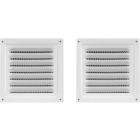 Grilles de ventilation carrées pour portes extérieures, greniers, plafonds, lot de 2 (blanc, 150 x 150 mm)