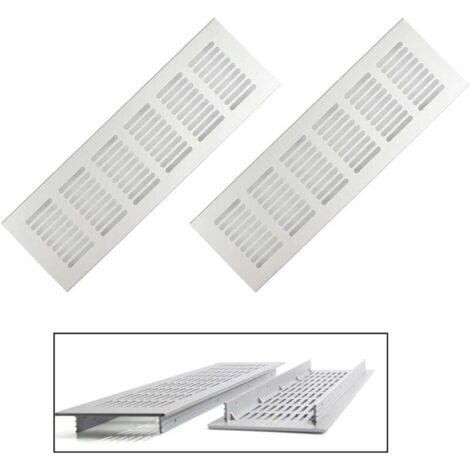 Grilles de ventilation rectangulaires en aluminium 80x250 mm – Lot de 2 grilles extérieures – Installation facile avec vis incluses