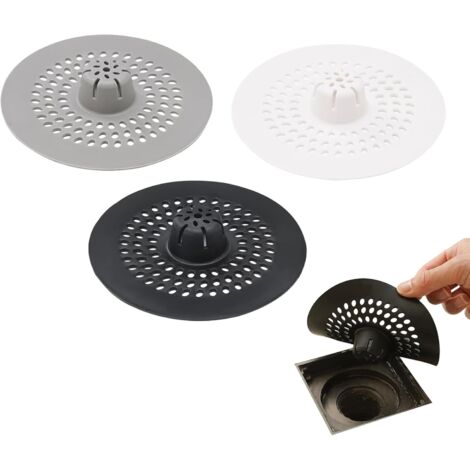 Grilles d'évacuation rondes pour douche, adaptées aux canalisations de salle de bain et de cuisine (noir, blanc et gris), 13,5 cm x 2 cm, lot de 9