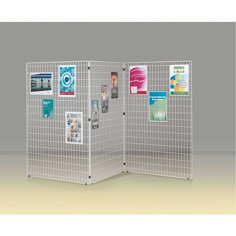 Grilles d'exposition autoportantes double face – Lot de 3 grilles – Dimensions H 172 x L 122 cm – Fil d'acier époxy blanc – Bricoshop24
