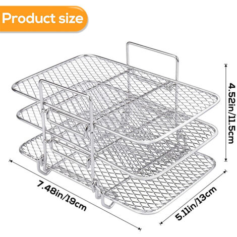 Grilles friteuse air empilables lot 3, accessoires cuisson inox barbecue pratique