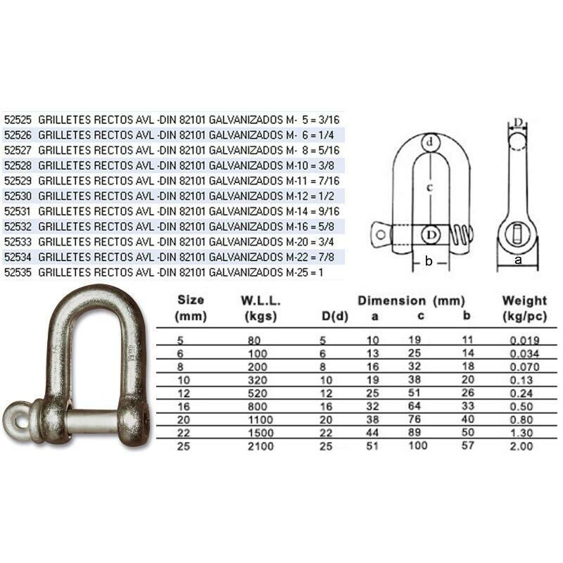 

grilletes rectos avl -din 82101 galvanizados m-10 3-8 - Mibricotienda