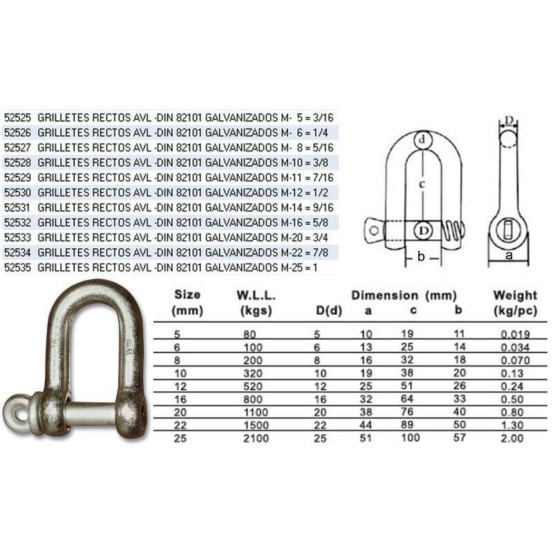 

grilletes rectos avl -din 82101 galvanizados m-16 5-8 - Mibricotienda