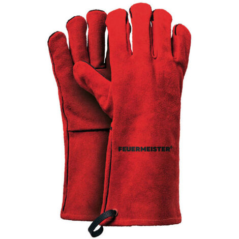Grillhandschuh Leder rot Gr. 10