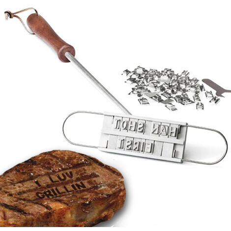 Grillmarkierungsset, DIY-Fleischbesteck-Set mit austauschbaren Buchstaben für den Grill