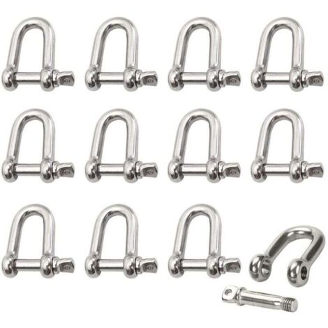 Grillo in acciaio inossidabile da 12 pezzi, grillo in acciaio inossidabile M4, grillo di sollevamento, grillo con anello a D per catena, perno del grillo, anello a vite, grillo dritto, sigillo, chiusu