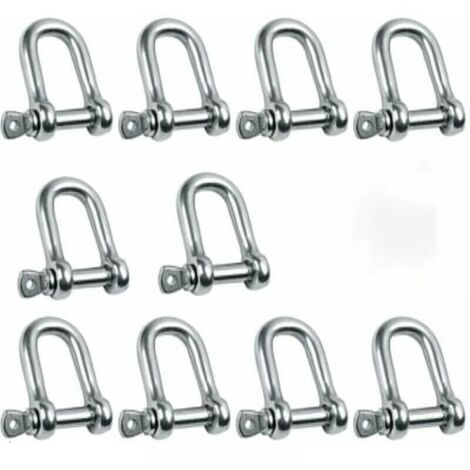 Grillo in acciaio inossidabile M5 da 10 pezzi con cinghie dritte, acciaio inossidabile 304, grillo a D