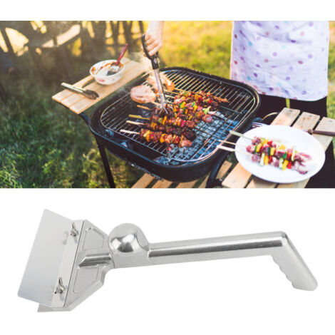Grillreiniger mit austauschbaren Edelstahlklingen  Langer, ergonomischer Griff  Grillplattenreiniger aus Aluminium für den privaten und professionellen Einsatz