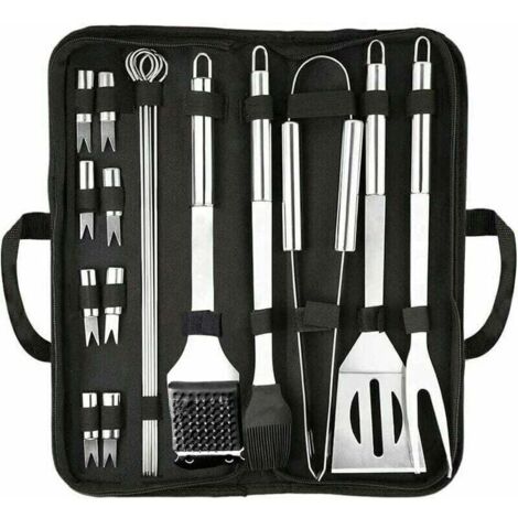 Grillutensilien, 20-teiliges Grillzubehör-Set, Grillwerkzeug aus Edelstahl, hochwertiges komplettes Grillzubehör für den Außenbereich als Geschenk für Gartenreisen oder Campingpartys