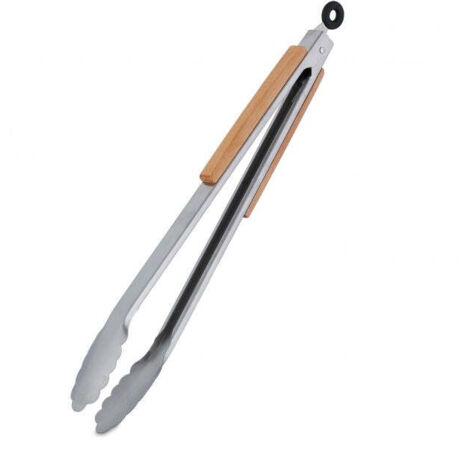 Grillzange aus edelstahl mit holzgriff