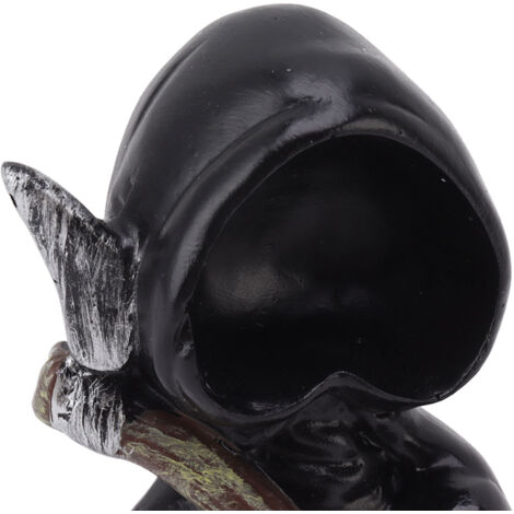 Grim Reaper Sculpture Resin Gothic Desktop Statue Figurine Decoration with Sickle for Halloween Party Stand