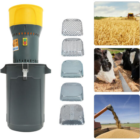 Grinder Electrique, Moulin à épices Grain Broyeur Machine avec 5 tamis (2/3 / 4/6 / 8 mm), 220V 1000w 19000r / min, Capacité de la trémie 25l, pour Blé, riz, sorgho, soja