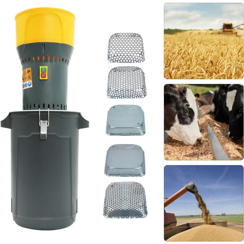 Gojoy - Grinder Electrique, Moulin à épices Grain Broyeur Machine avec 5 tamis (2/3 / 4/6 / 8 mm), 220V 1000w 19000r / min, Capacité de la trémie