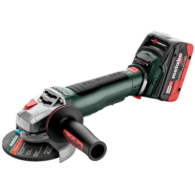 Wpb 18 lt bl 11-125 Meuleuse d'angle sans fil rapide 18 v 125 mm brushless + 2x Batteries 5,5 Ah + Chargeur + x ( 613059660 ) - Metabo
