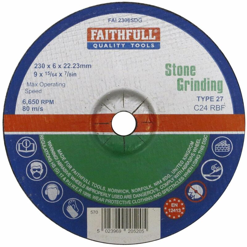 Depressed Centre Stone Grinding Disc 230 x 6 x 22.23mm FAI2306SDG