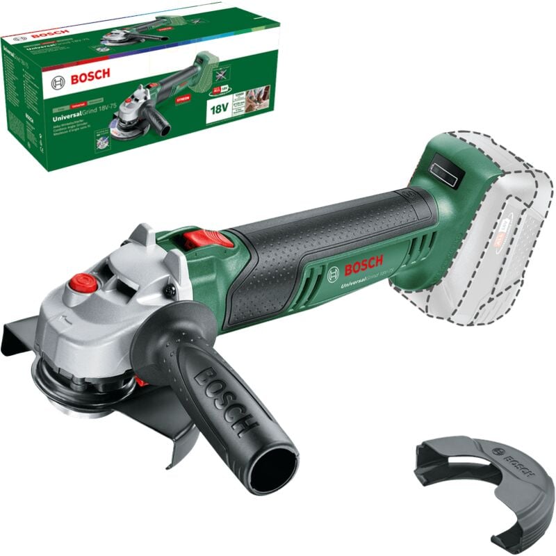 Meuleuse d'angle sans fil Bosch UniversalGrind 18V-75 (sans batterie, système 18 v, diamètre de disque de ponçage de 125 mm, carton)