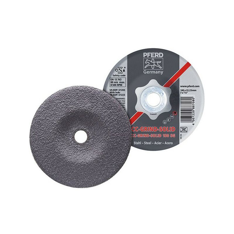 

Muela CC-GRIND®-SOLID, SG-STEEL, Ø : 180 mm, velocidad máx. 8500 tr/mn