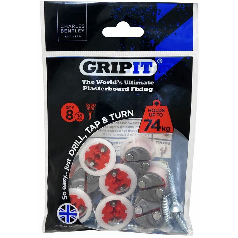 Gripit - Red/18mm - Pack of 8 - Red