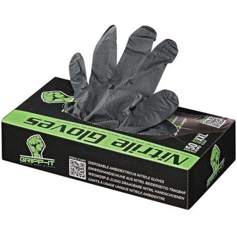 Gripp it nitrilhandschuhe xxl schwarz spenderbox mit 50 stuck