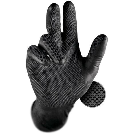Grippaz 246 Guanti protettivi in nitrile nero, taglia L (50 pezzi)