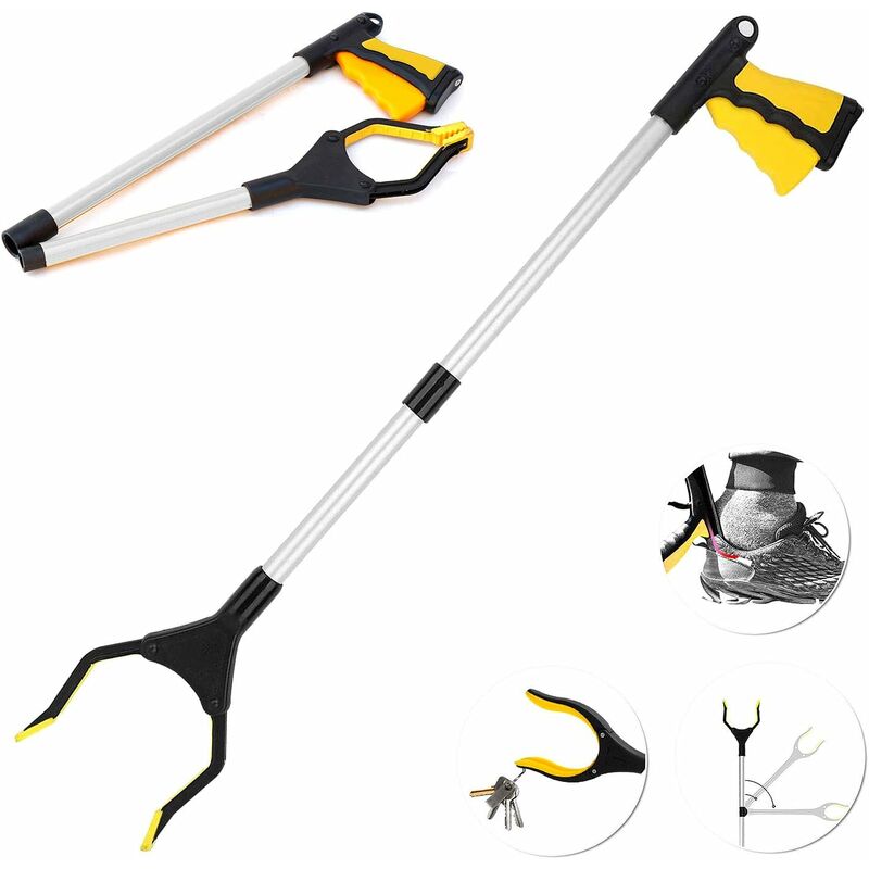 Gripping tools, 32 inch rubber rotating clamp picking tools, folding gripping tool, long arm extension for waste collector - yellow - Gdrhvfd