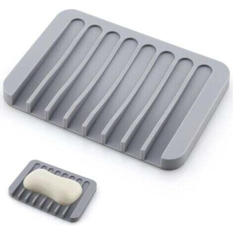 (Gris) 1 porte-savon en silicone pour salle de bain, porte-savon de cuisine, porte-savon de douche, salle de bain, cuisine