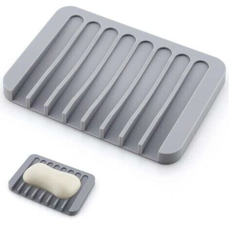 (Gris) 1 porte-savon en silicone pour salle de bain, porte-savon de cuisine, porte-savon de douche, salle de bain, cuisine