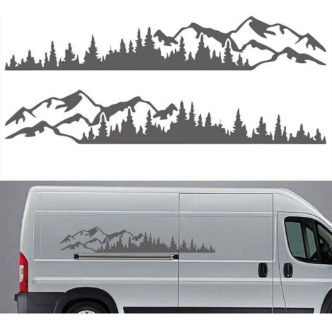 Gris 2 pièces de Voiture Autocollant Montagne forêt Vinyle Voiture Autocollant Camion fenêtre Pare-Chocs Voiture Porte Autocollant Kayak Vinyle décoratif Corps Autocollant