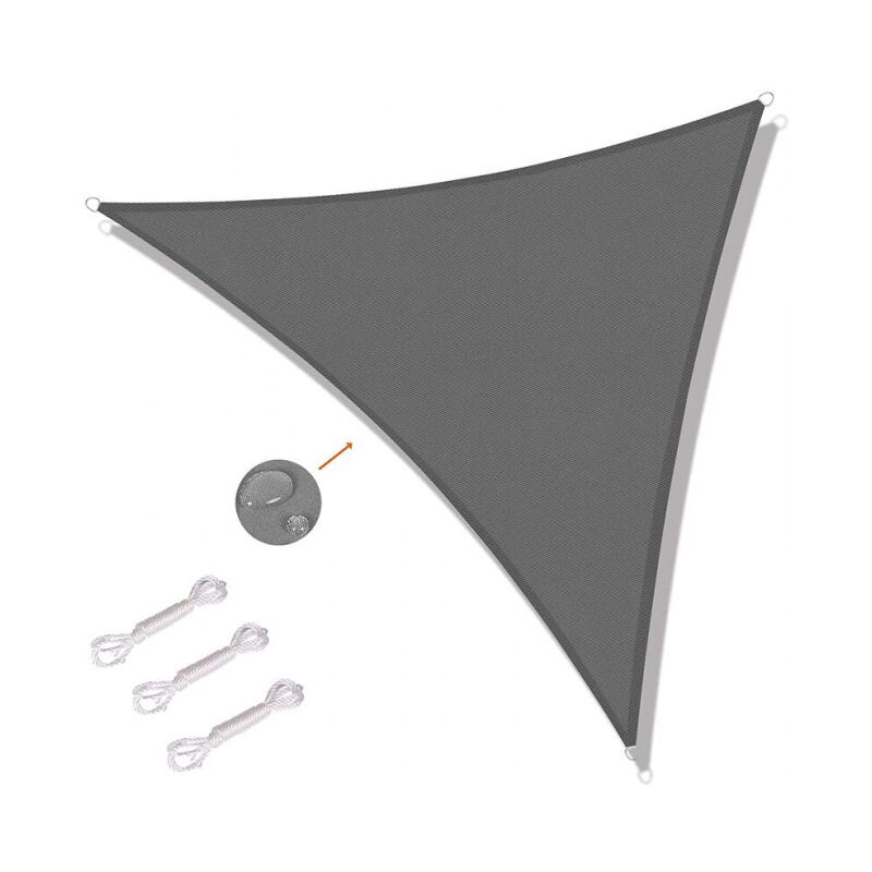 Gris - 4 x 4 x 4 m Voile d'Ombrage Triangulaire Toile d'Ombrage Protection uv pour Extérieur, Terrasses, Jardins