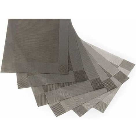(Gris, 30 x 45 cm) Lot de 6 sets de table lavables en PVC antidérapant, respectueux de l'environnement, - Tapis de cuisine