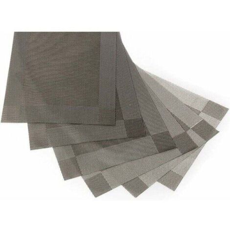 (Gris, 30 x 45 cm) Lot de 6 sets de table lavables en PVC antidérapant, respectueux de l'environnement, - Tapis de cuisine