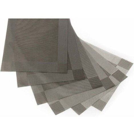 (Gris, 30 x 45 cm) Lot de 6 sets de table lavables en PVC antidérapant, respectueux de l'environnement, - Tapis de cuisine