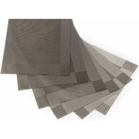 (Gris, 30 x 45 cm) Lot de 6 sets de table lavables en PVC antidérapant, respectueux de l'environnement, - Tapis de cuisine