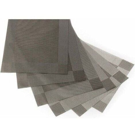 (Gris, 30 x 45 cm) Lot de 6 sets de table lavables en PVC antidérapant, respectueux de l'environnement, - Tapis de cuisine