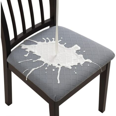 Gris 4 Pcs Housse de Chaise Imperméable en Jacquard Housse Assise Chais pour Salle à Manger Cuisine Bureau Hôtel sans Sangles de