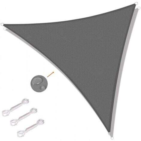 Gris - 4 x 4 x 4 m Voile d'Ombrage Triangulaire Toile d'Ombrage Protection UV pour Extérieur, Terrasses, Jardins
