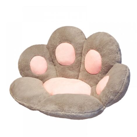 (Gris) 70 x 60 cm, cómodo cojín de felpa con forma de pata de gato, cojín para silla de oficina, bonita decoración para dormitorio